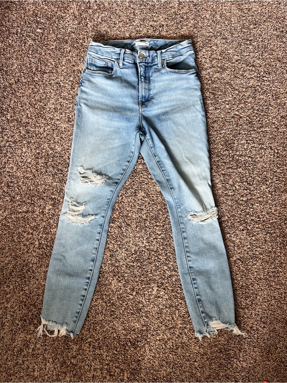 Good American Light Blue Ripped Skinny Jeans